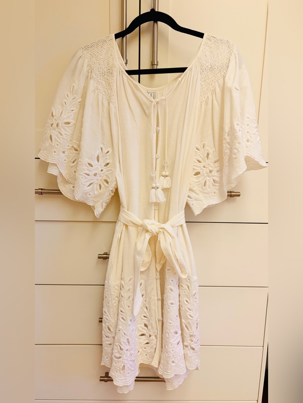 White cotton eyelet dress
